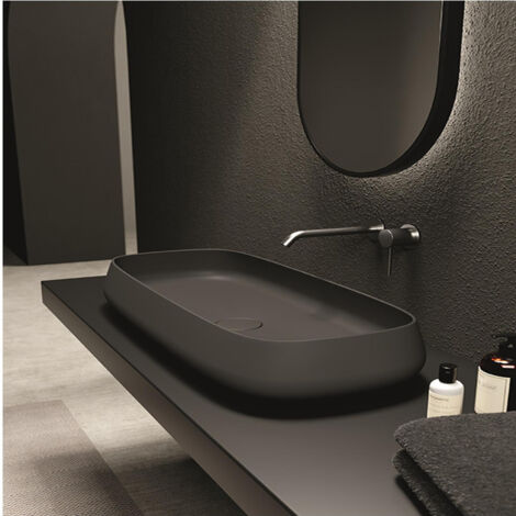 NUR 80x35 Or brillant. sans bonde. siphon noir mat (1/5)