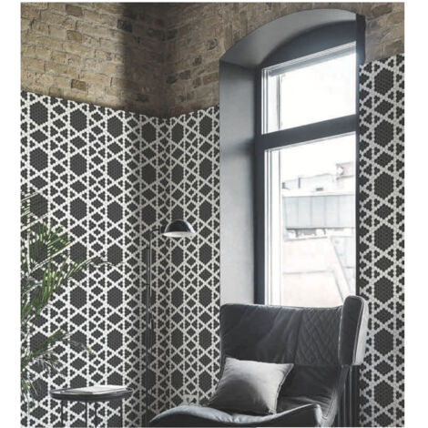 Mosaïque Art factory hexagone 2.6x2.2cm motif Soprano noir et blanc sur trame nylon 33.3x33.3cm Satiné boite de 1 m2 (1/3)