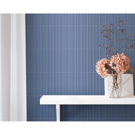 Carrelage mural faïence effet relief RYTHM 20x5cm 20x5cm Waffle Banyan blue - Mat - boîte de 0.38 m2 20 x 5 cm Waffle Banyan blue - Mat - boîte de 0.