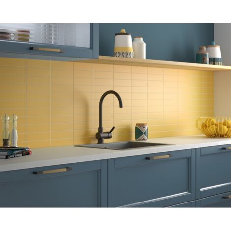 Carrelage mural faïence effet relief RYTHM 20x5cm 20x5cm Yellow - Mat - boîte de 0.50 m2 20 x 5 cm Yellow - Mat - boîte de 0.60 m2