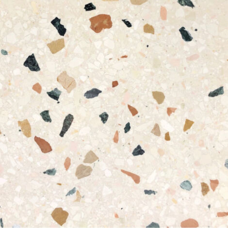 Carreau terrazzo beige inclusions multicolores 60x60 cm satinée – Surface 0.72 m² – Pour revêtement sol intérieur