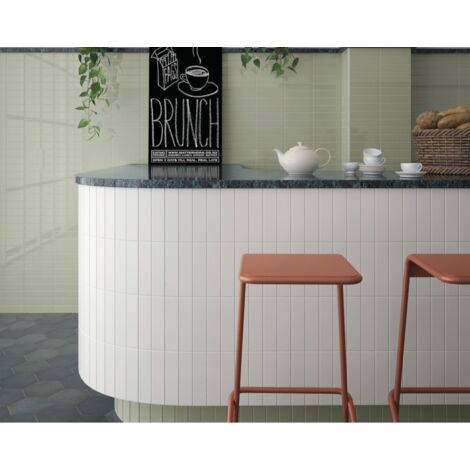 Carrelage mural faïence effet relief RYTHM 20x5cm 20x5cm White - Mat - boîte de 0.50 m2 20 x 5 cm White - Mat - boîte de 0.60 m2