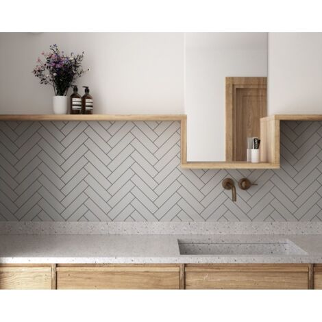 Carrelage mural faïence effet relief RYTHM 20x5cm 20x5cm Grey - Mat - boîte de 0.50 m2 20 x 5 cm Grey - Mat - boîte de 0.60 m2