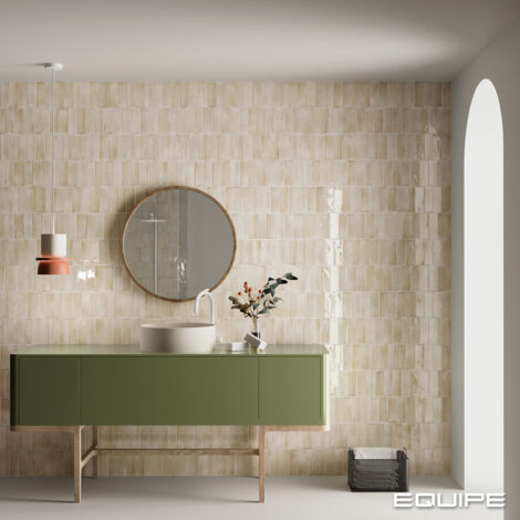 Carrelage mural faïence effet zellige COCO 15x5 cm Beige - Brillant / Poli - boîte de 0.50 m2