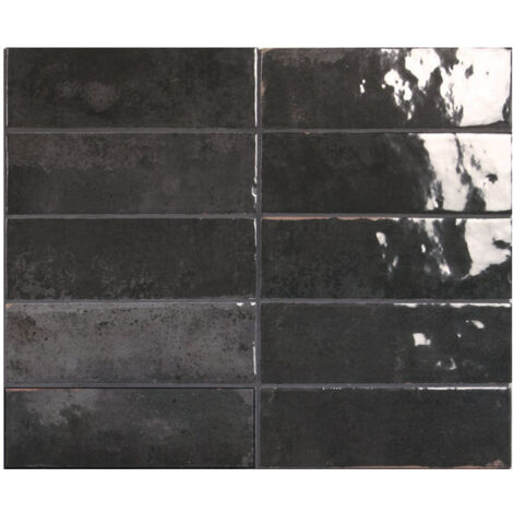 Carrelage mural faience effet rustique ROCK 16x5cm Noir - boîte de 0.71 m2 16 x 5 cm Noir -  - boîte de 0.71 m2