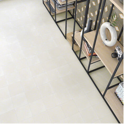 Carrelage effet carreau ciment uni Pop Tile Sixties 15x15cm (8 couleurs) 15x15cm Blanc Lune - Satiné - boîte de 1 m2 15x15 cm Blanc Lune - Satiné - b