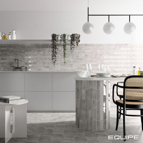 Carrelage mural faïence effet zellige COCO 15x5 cm Gris - Brillant / Poli - boîte de 0.50 m2