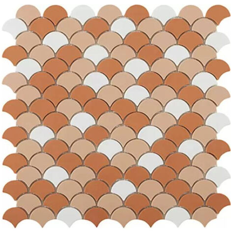 Mosaïque pâte de verre SOUL écaille 3.6x2.9cm - Mosaïque Écaille 3.6x2.9cm Cotto Mix - boîte de 0.87 m2 - Mosaïque Écaille 3.6x2.9cm Cotto Mix - bo -