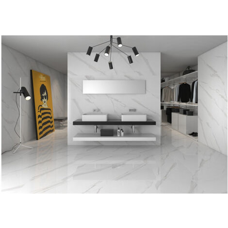 Carrelage effet marbre BLANC STATUARY 120x120cm Blanc - Brillant - boîte de 1.44 m2 120x120 cm Blanc - Brillant / Poli - boîte de 1.44 m2