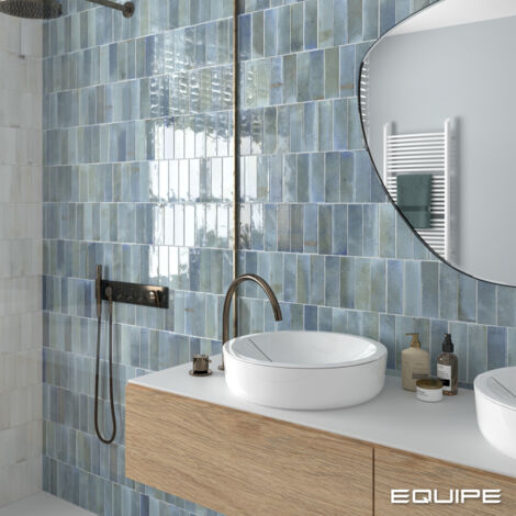 Carrelage mural faïence effet rustique THANGLONG 16.1x5.1cm Sky blue - Brillant - boîte de 0.55 m2 16.1x5.1 cm Sky blue - Brillant / Poli - boîte de