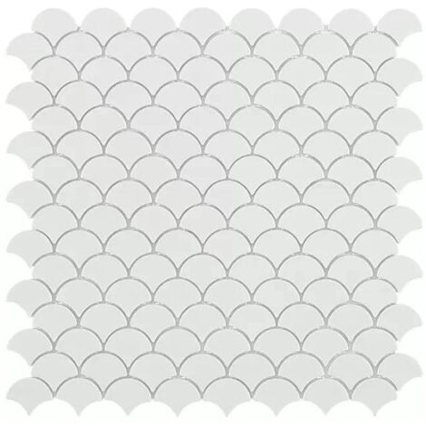 Mosaïque pâte de verre SOUL écaille 3.6x2.9cm - Mosaïque Écaille 3.6x2.9 cm Blanc Mat -   - Mosaïque Écaille 3.6x2.9 cm Blanc Mat - boîte - Mosaïque