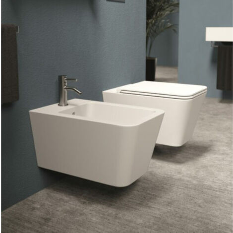 Bidet susp. HIDE Square Rose brillant. sans bonde (1/3)