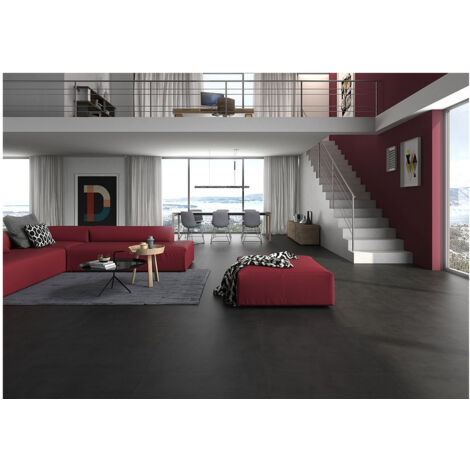 Carrelage effet béton ciré CEMENTO 60x60cm Gris Foncé. Anthracite - Semi-Poli / Lappato - boîte de 1.44 m2 60x60 cm Gris Foncé, Anthracite - Semi-Pol