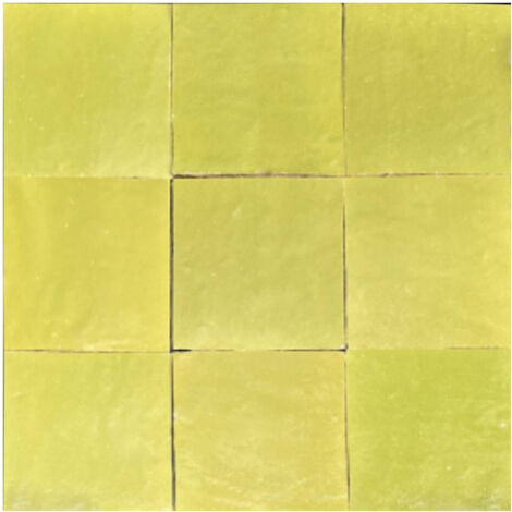 Zellige Marocain traditionnel. véritable. artisanal 10x10cm ép. 1.2cm - couleur : Rainette - 07 - Gioia Materia