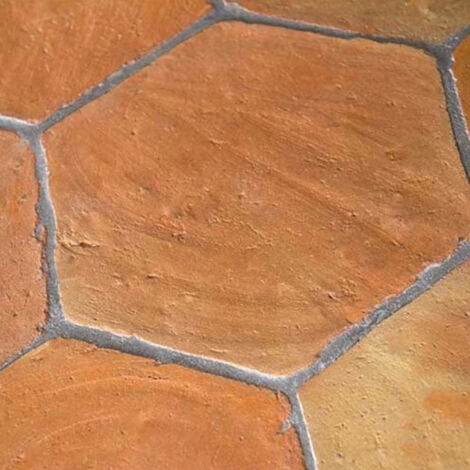Carrelage terre cuite naturelle brute hexagonal 20 x 20 x 2 cm – Surface 0.25 m² – Finition brute pour aspect patiné