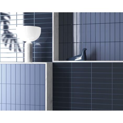 Carrelage mural faïence effet relief RYTHM 20x5cm 20x5cm Banyan blue - Mat - boîte de 0.50 m2 20 x 5 cm Banyan blue - Mat - boîte de 0.60 m2