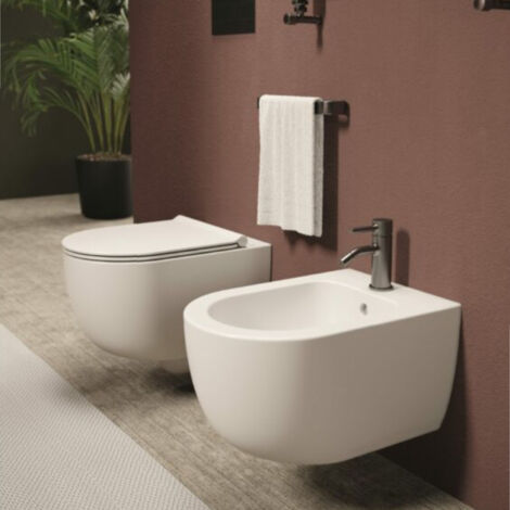 Wc suspendu UNICA 50 Rose clair mat. Abattant standard (1/5)