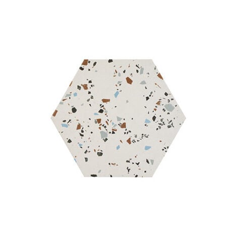 Carrelage grès cérame effet terrazzo District South Hexagone 29x25 cm Blanc - Mat - boîte de 0.94 m2 - Gioia Materia