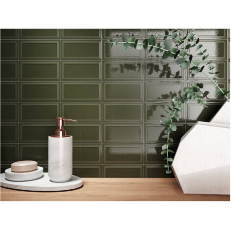 Carrelage mural faience effet classique KNIGHTSBRIDGE Brick 13x6.5cm Victorian green - Brillant - boîte de 0.47 m2 Brick 13x6.5cm Victorian green -