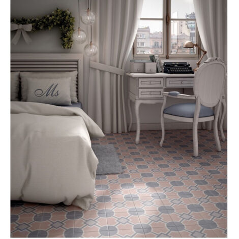 Carrelage effet carreau de ciment CAPRICE DECO PASTEL SOLSTICE 20x20cm 20x20cm Rose - Mat - boîte de 1 m2