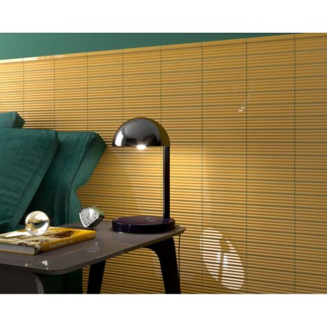 Carrelage mural faïence effet relief RYTHM 20x5cm 20x5cm Waffle Yellow - Brillant - boîte de 0.38 m2 20 x 5 cm Waffle Yellow - Brillant / Poli - boît