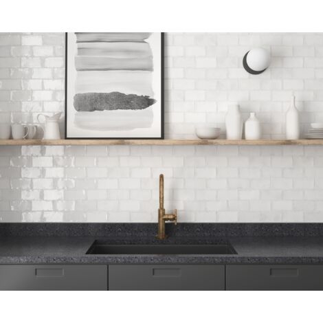 Faïence effet zellige ALTEA 15x7.5cm Blanc - Brillant - boîte de 0.50 m2