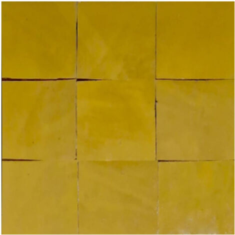 Zellige Marocain traditionnel. véritable. artisanal 10x10cm ép. 1.2cm - couleur : Jaune - 32 - Gioia Materia