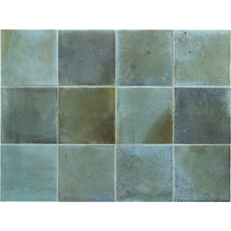 Carrelage mural faïence effet rustique THANGLONG 10x10cm Sky blue - Brillant - boîte de 0.50 m2 10x10 cm Sky blue - Brillant / Poli - boîte de 0.60 m