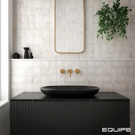 Carrelage mural faïence effet rustique THANGLONG 10x10cm White - Brillant - boîte de 0.50 m2 10x10 cm White - Brillant / Poli - boîte de 0.60 m2