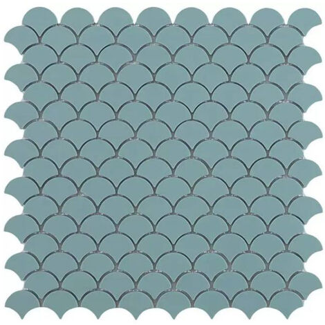 Mosaïque pâte de verre SOUL écaille 3.6x2.9cm - Mosaïque Écaille 3.6x2.9cm Turquoise Mat - boîte de 0.87 m2 - Mosaïque Écaille 3.6x2.9cm Turquoise -