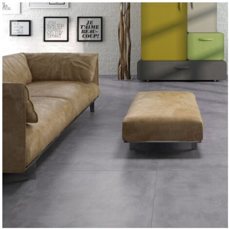 Carrelage effet béton ciré CEMENTO 60x60cm Gris Moyen - Mat - boîte de 1.44 m2 60x60 cm Gris Moyen - Mat - boîte de 1.44 m2