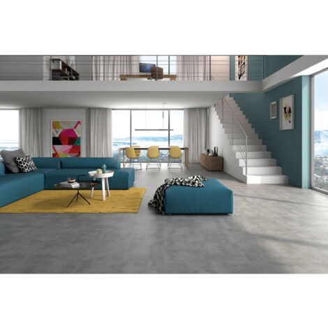 Carrelage effet béton ciré CEMENTO 60x30cm Gris Moyen - Semi-Poli / Lappato - boîte de 1.26 m2 60x30 cm Gris Moyen - Semi-Poli / Lappato - boîte de 1
