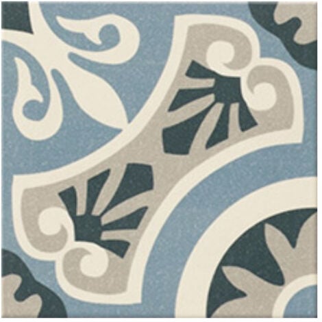 Carrelage grès émaillé effet carreau de ciment THREE CAPITALS CENTRO VIENA 20x20cm 20x20 cm Bleu - Satiné - boîte de 1 m2 - Gioia Materia
