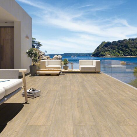 Carrelage effet parquet FIENILE 120x19.4cm Beige - Anti-dérapant - boîte de 0.93 m2 120x19.4 cm Beige - Anti-dérapant - boîte de 0.93 m2
