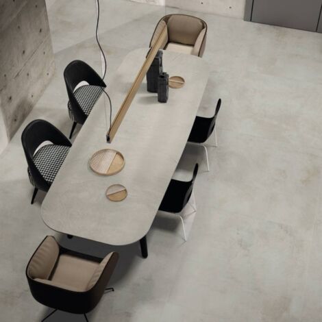 Carrelage grès cérame effet béton ciré EQUINOX 120x120 cm Blanc - - boîte de 1.42 m2
