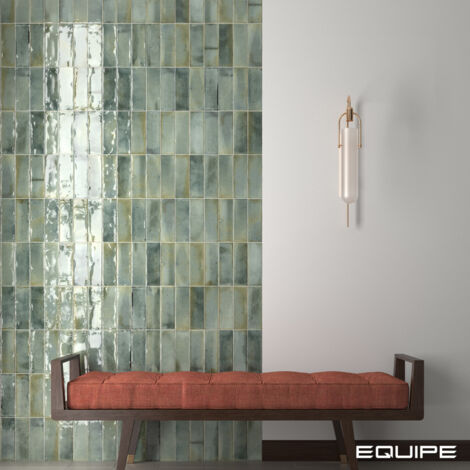 Carrelage mural faïence effet rustique THANGLONG 20x6.5cm Celadon - Brillant - boîte de 0.50 m2 20x6.5 cm Celadon - Brillant / Poli - boîte de 0.50 m