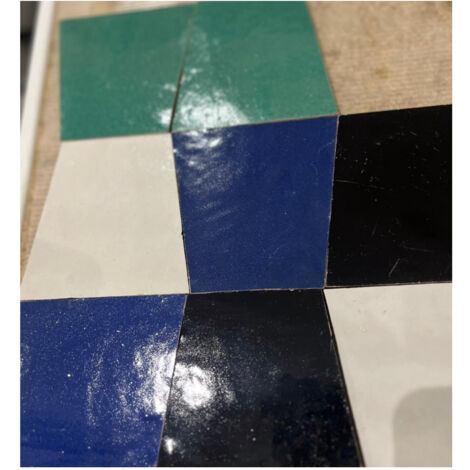 Zellige Marocain traditionnel  couleur : Bleu - 16 - format : Cuvette - Gioia Materia