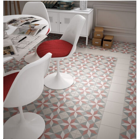 Carrelage effet carreau de ciment CAPRICE DECO PASTEL MAGIC 20x20cm 20x20cm Rose - Mat - boîte de 1 m2