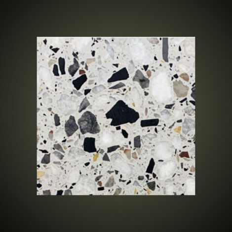 Véritable Carreau Terrazzo fond gris inclusions multicolores FARO 40x40 cm boîte de 0.80m2 Satiné - Gioia Materia