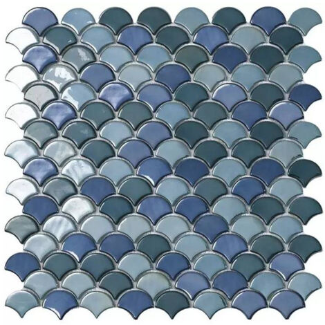 Mosaïque pâte de verre SOUL écaille 3.6x2.9cm - Mosaïque Écaille 3.6x2.9cm Vert Mix - boîte de 0.87 m2 - Mosaïque Écaille 3.6x2.9cm Vert Mix - boît -