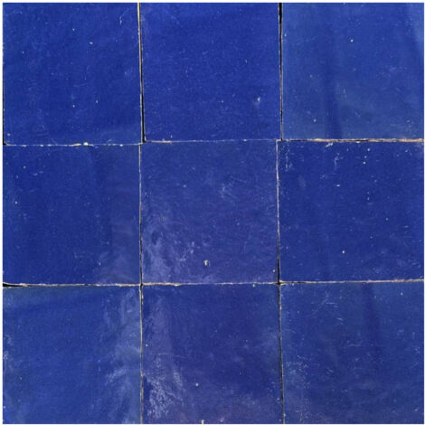 Zellige Marocain traditionnel. véritable. artisanal 10x10cm ép. 1.2cm - couleur : Bleu royal - 35 - Gioia Materia