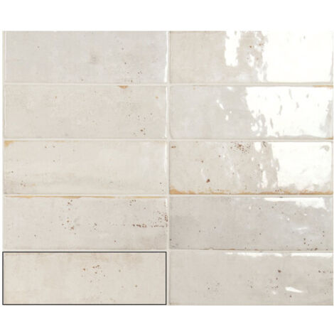 Carrelage mural faience effet rustique ROCK 16x5cm Blanc - boîte de 0.71 m2 16 x 5 cm Blanc -  - boîte de 0.71 m2