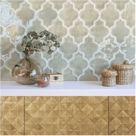 Carrelage mural TERRE CUITE ÉMAILLÉE MANUELLE artisanale Arabesque 15x11.5cm Blanc (mat) - M100 - boîte de 1 m2 Blanc (mat) - M100 - - boîte de 0. (1/5)