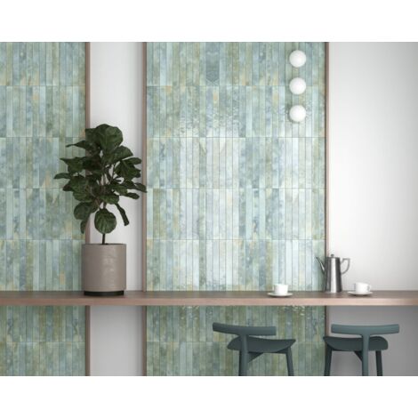 Carrelage mural faïence TROPICAL 40x5 cm Aqua -  - boîte de  m2