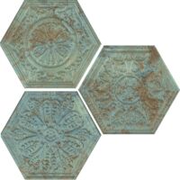 Apavisa – Carrelage effet métal zinc hexagone vert 29x25cm – Épaisseur 0,74cm – Pour intérieur et extérieur – Boîte de 0,94m²