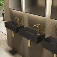 SPY 45x20 Sable mat. avec bonde. siphon noir. 1 trou