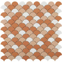Mosaïque pâte de verre SOUL écaille 3.6x2.9cm - Mosaïque Écaille 3.6x2.9cm Cotto Mix - boîte de 0.87 m2 - Mosaïque Écaille 3.6x2.9cm Cotto Mix - bo -