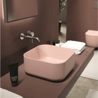 UNICA 37x37 Rose clair mat. sans bonde. siphon noir mat