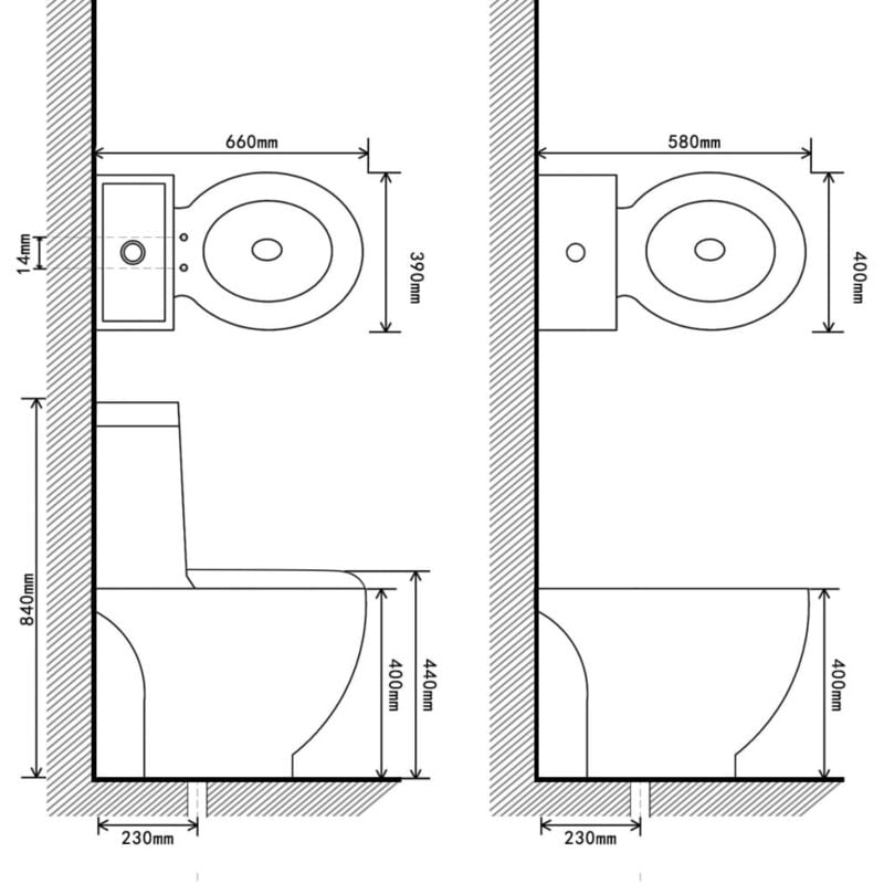 Set WC E Bid&egrave; Ceramica Bianco - Water Con Scarico Duale 3/6L E Bid&egrave; A Terra - Sanitari Completi Bagno