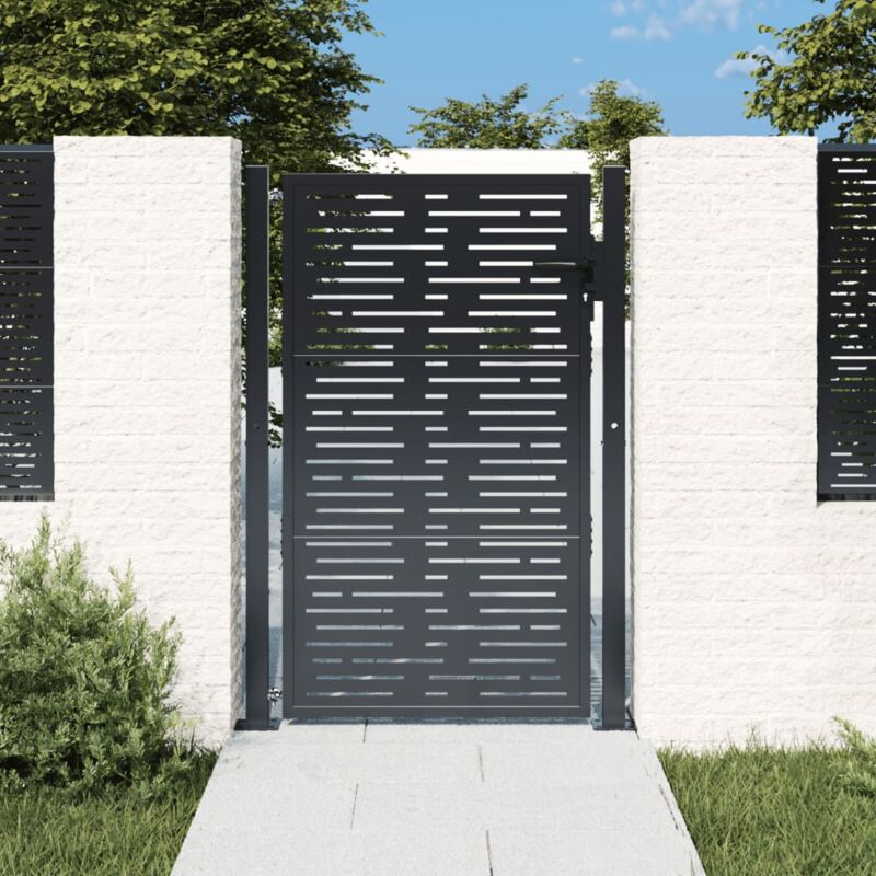 VidaXL Cancello Da Giardino In Acciaio Inossidabile 100x75 Cm, Argentato, Moderno E Robusto, Con Serratura Di Sicurezza, Resistente Alle Intemperie, Per Terrazza E Ingresso